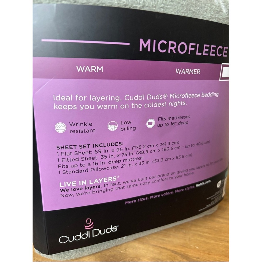 Cuddl Duds Twin Microfleece Sheet Set Green & White Leaf Print GIFT NEW - Picture 9 of 12